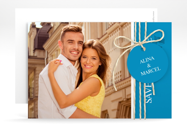 Save the Date-Karte Classic A6 Karte quer blau