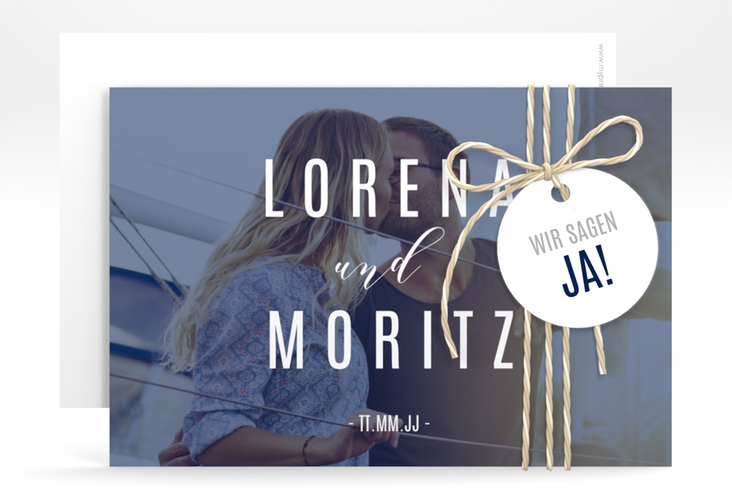 Save the Date-Karte Memory A6 Karte quer blau hochglanz