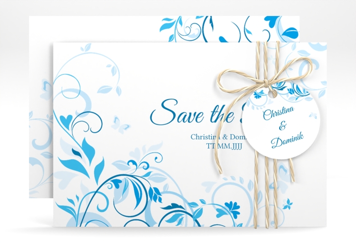 Save the Date-Karte Lilly A6 Karte quer blau