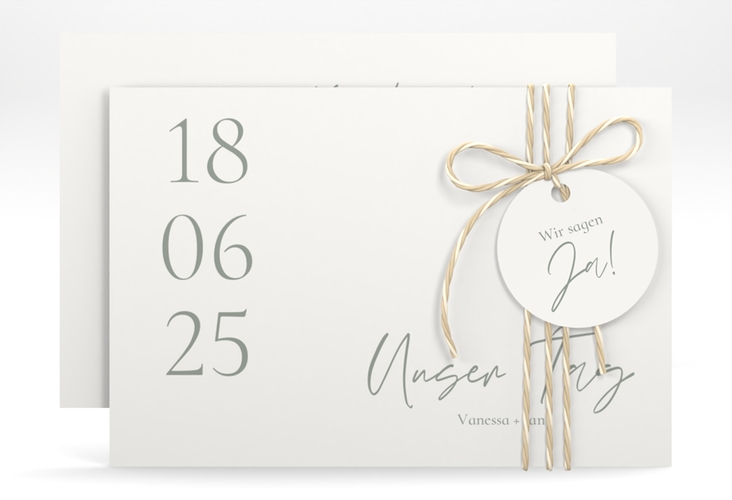 Save the Date-Karte Day A6 Karte quer weiss hochglanz mit Datum im minimalistischen Design