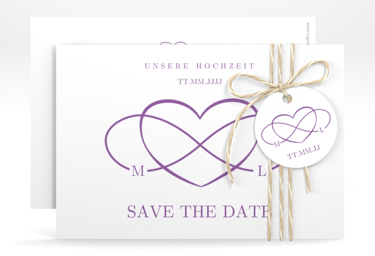 Save the Date-Karte Infinity A6 Karte quer lila hochglanz