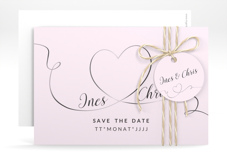 Save the Date-Karte Hochzeit Dolce A6 Karte quer rosa