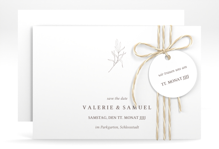 Save the Date-Karte Ivy A6 Karte quer minimalistisch mit kleiner botanischer Illustration