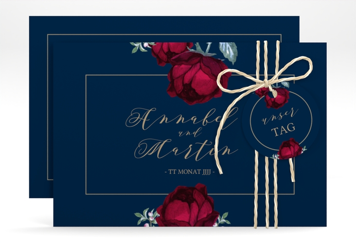 Save the Date-Karte Peonies A6 Karte quer elegant mit Pfingstrosen