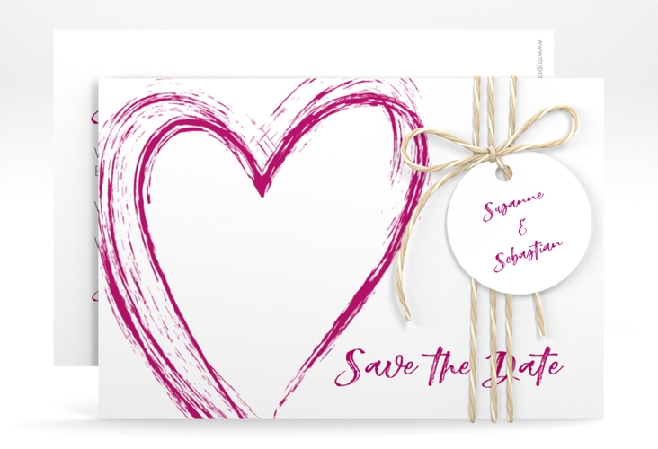 Save the Date-Karte Liebe A6 Karte quer pink