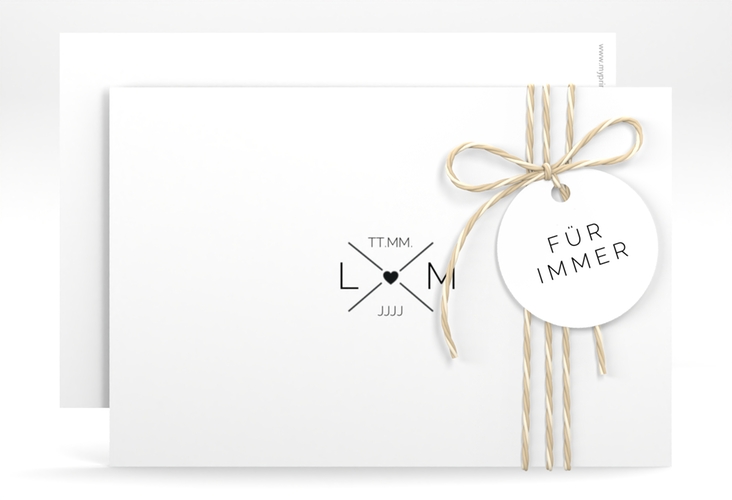 Save the Date-Karte Initials A6 Karte quer hochglanz mit Initialen im minimalistischen Design