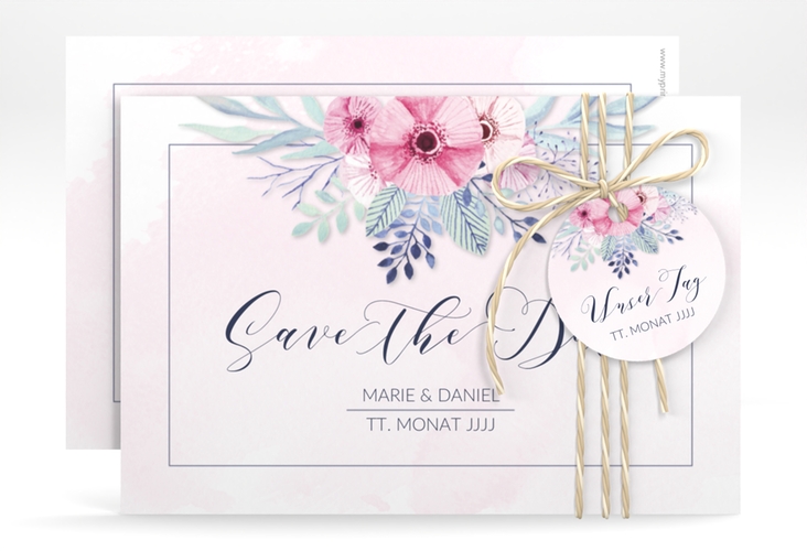 Save the Date-Karte Hochzeit Surfinia A6 Karte quer rosa