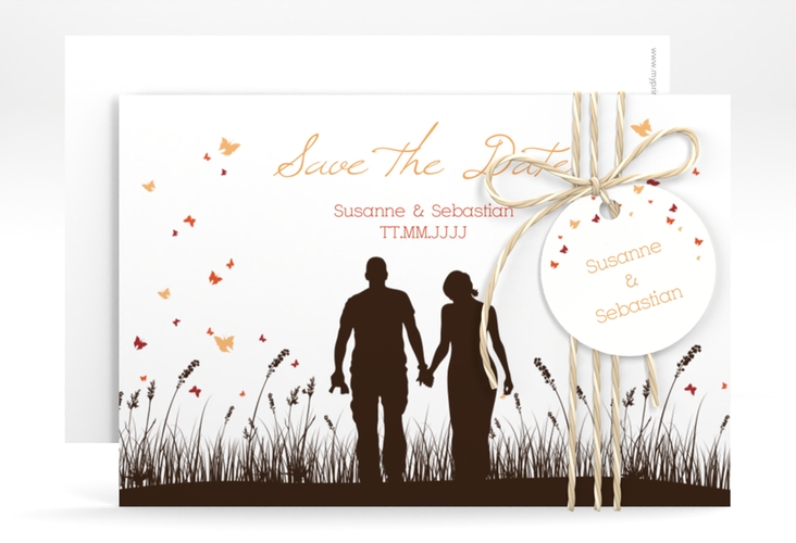 Save the Date-Karte Hochzeit Rouen A6 Karte quer braun