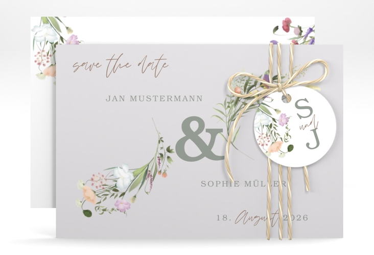 Save the Date-Karte Wildblumen Bouquet A6 Karte quer bunt