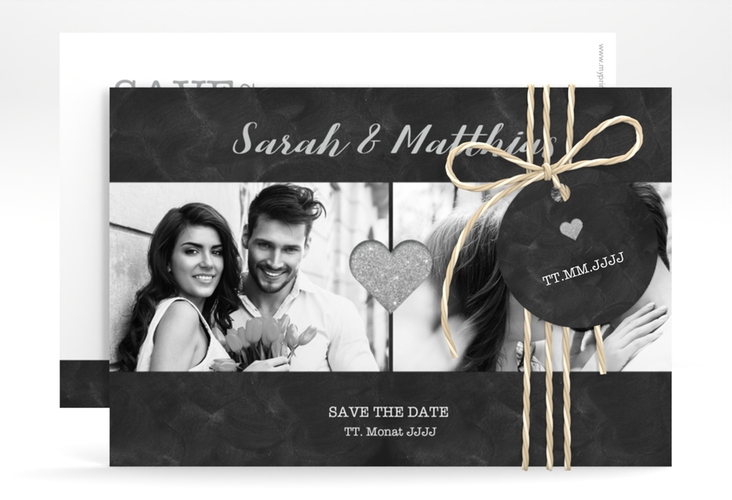 Save the Date-Karte Sparkly A6 Karte quer grau