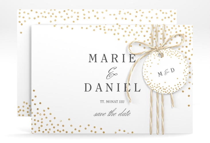 Save the Date-Karte Glitter A6 Karte quer weiss