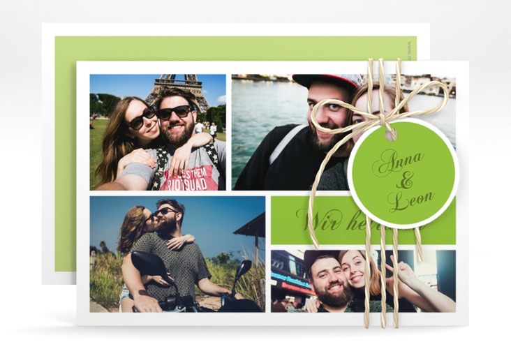 Save the Date-Karte Collage A6 Karte quer gruen