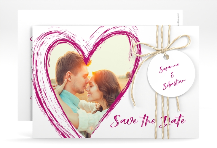 Save the Date-Karte Liebe A6 Karte quer pink