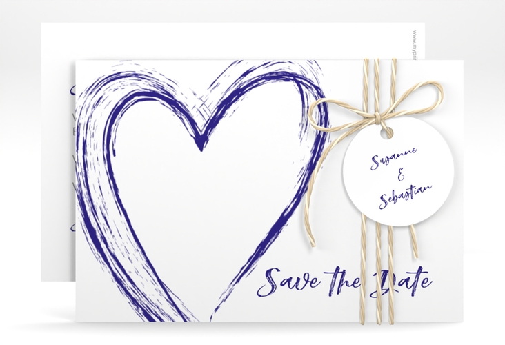 Save the Date-Karte Liebe A6 Karte quer blau