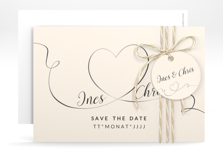 Save the Date-Karte Hochzeit Dolce A6 Karte quer beige