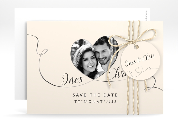 Save the Date-Karte Hochzeit Dolce A6 Karte quer beige