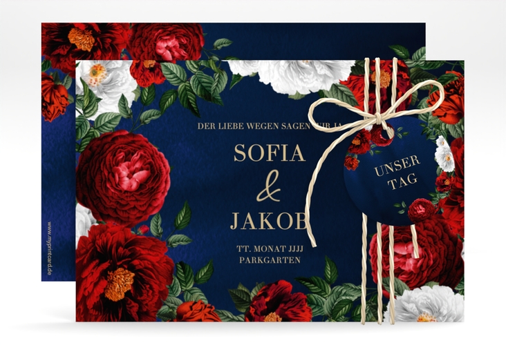 Save the Date-Karte Florista A6 Karte quer blau