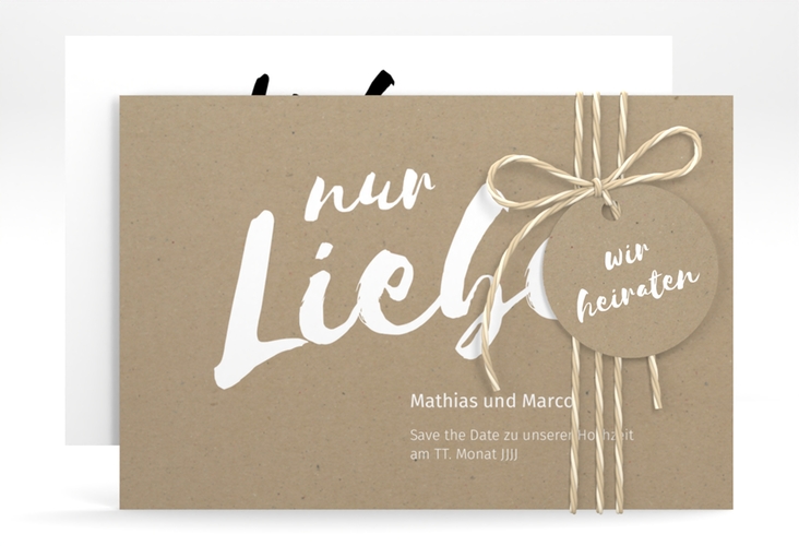 Save the Date-Karte Message A6 Karte quer Kraftpapier hochglanz