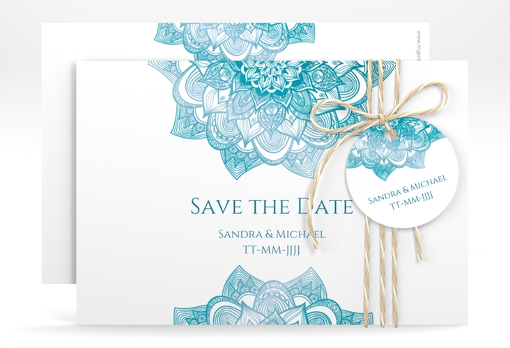 Save the Date-Karte Hochzeit Delight A6 Karte quer tuerkis