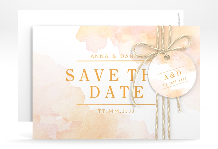 Save the Date-Karte Blush A6 Karte quer orange