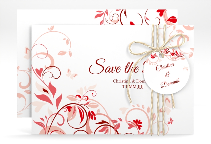 Save the Date-Karte Lilly A6 Karte quer rot