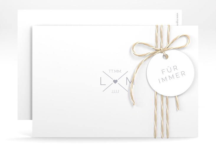 Save the Date-Karte Initials A6 Karte quer grau mit Initialen im minimalistischen Design