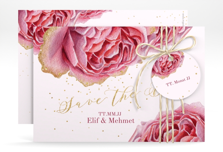 Save the Date-Karte Cherie A6 Karte quer gold hochglanz