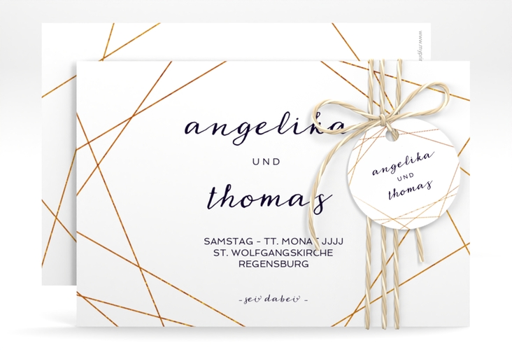 Save the Date-Karte Asymmetry A6 Karte quer weiss hochglanz