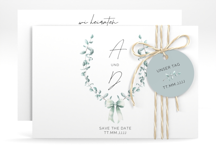 Save the Date-Karte Eucalypt Bow A6 Karte quer