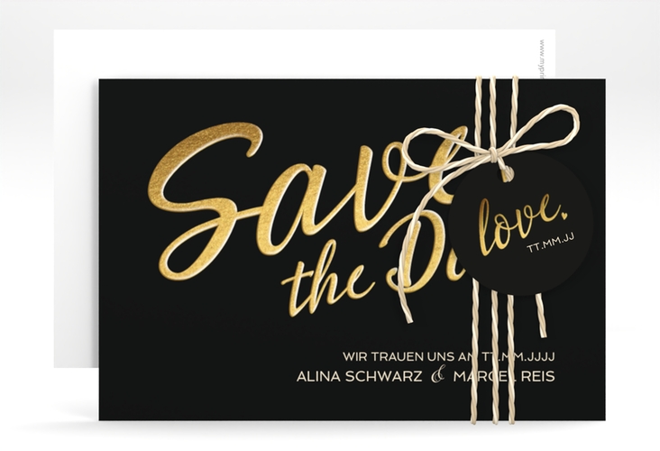 Save the Date-Karte Glam A6 Karte quer schwarz