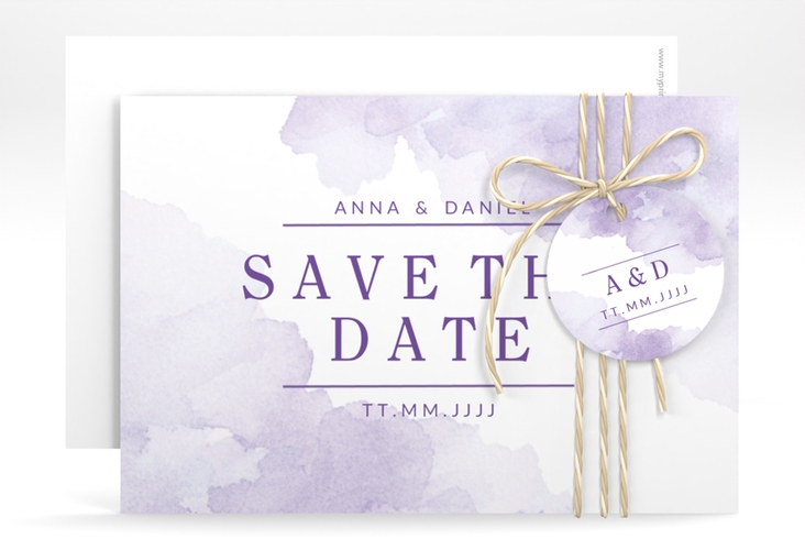 Save the Date-Karte Blush A6 Karte quer lila