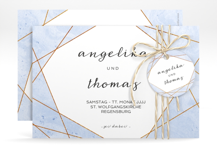 Save the Date-Karte Asymmetry A6 Karte quer blau