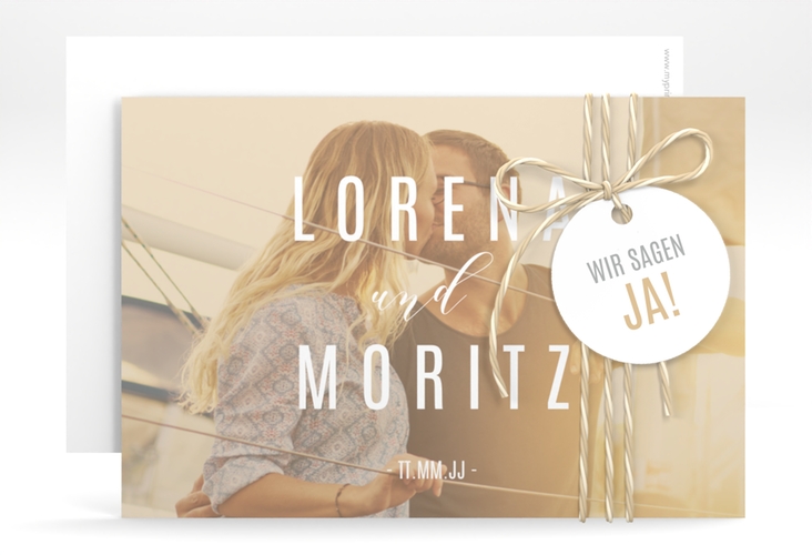 Save the Date-Karte Memory A6 Karte quer beige hochglanz