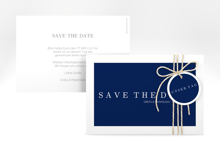 Save the Date-Karte Simply A6 Karte quer blau