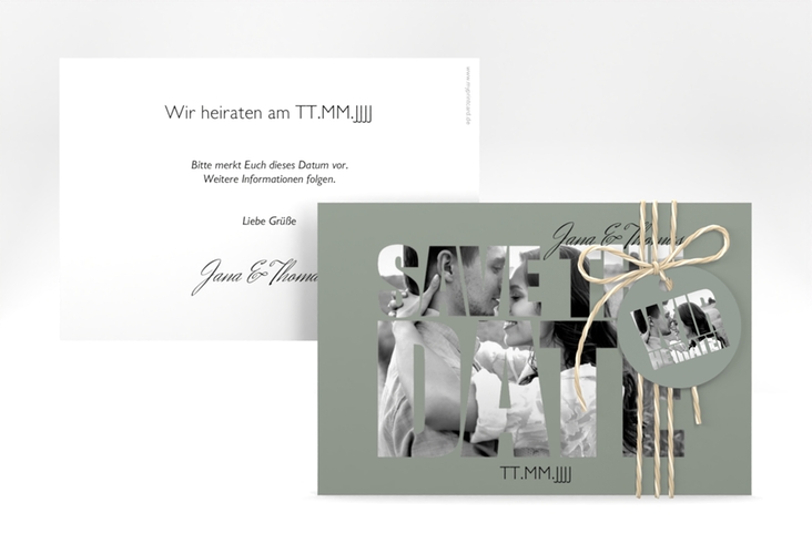 Save the Date-Karte Hochzeit Letters A6 Karte quer gruen