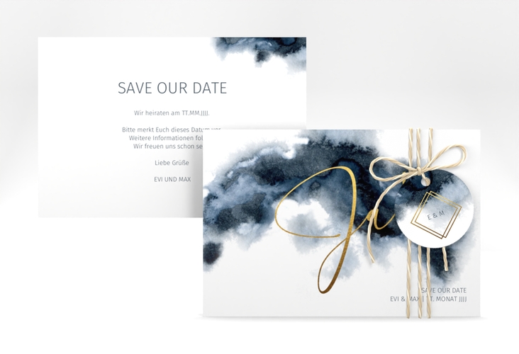 Save the Date-Karte Aquarellic A6 Karte quer weiss hochglanz