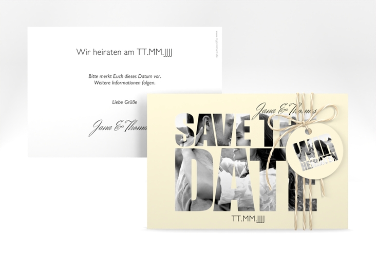 Save the Date-Karte Hochzeit Letters A6 Karte quer beige