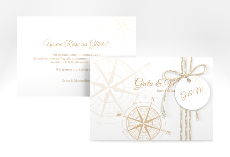 Save the Date-Karte Windrose A6 Karte quer beige