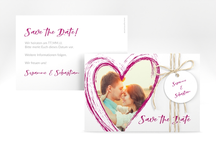 Save the Date-Karte Liebe A6 Karte quer pink