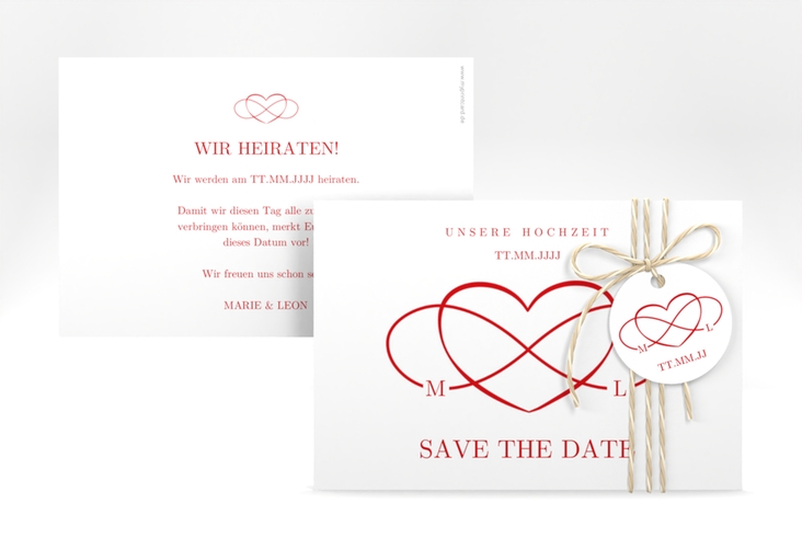 Save the Date-Karte Infinity A6 Karte quer rot