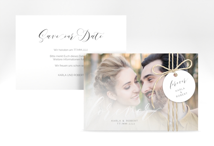 Save the Date-Karte Promise A6 Karte quer weiss hochglanz