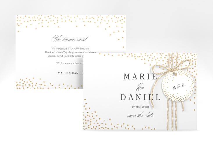 Save the Date-Karte Glitter A6 Karte quer