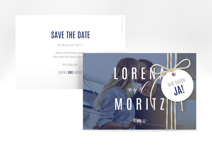 Save the Date-Karte Memory A6 Karte quer blau hochglanz