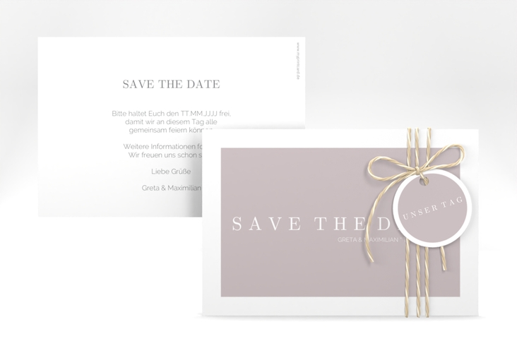 Save the Date-Karte Simply A6 Karte quer grau