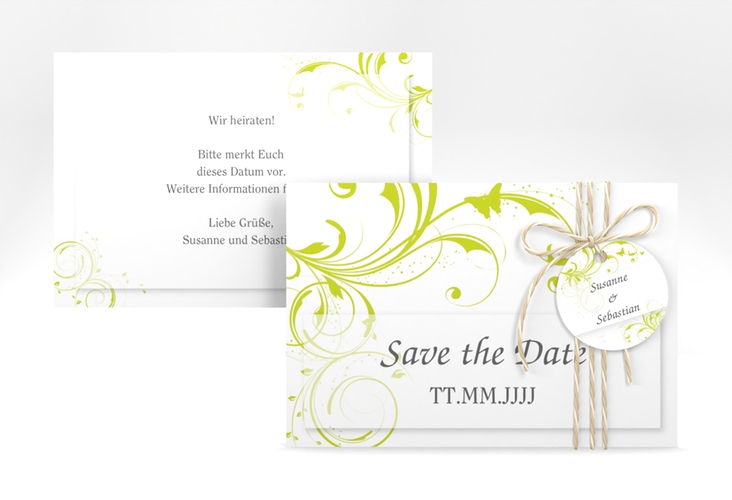 Save the Date-Karte Hochzeit Palma A6 Karte quer gruen