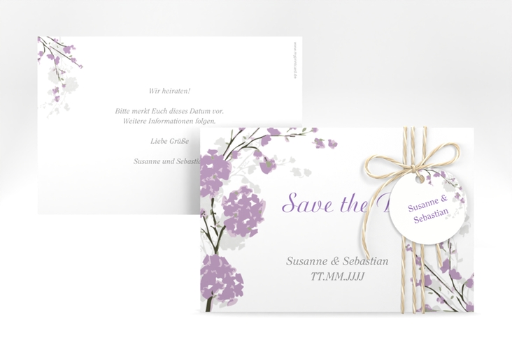 Save the Date-Karte Hochzeit Salerno A6 Karte quer flieder hochglanz