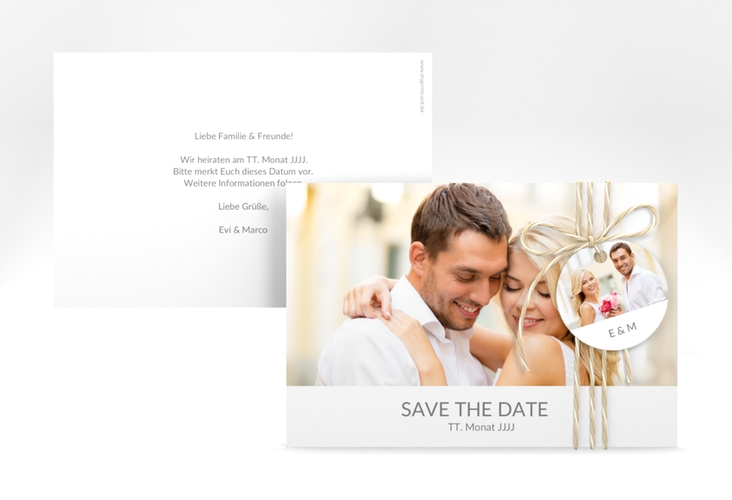 Save the Date-Karte Hochzeit Vista A6 Karte quer weiss hochglanz