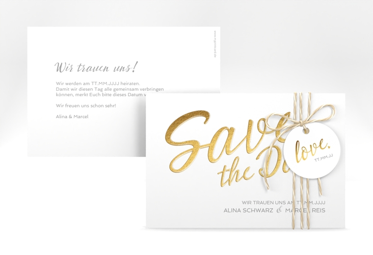 Save the Date-Karte Glam A6 Karte quer weiss