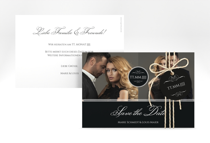 Save the Date-Karte Elegancy A6 Karte quer schwarz