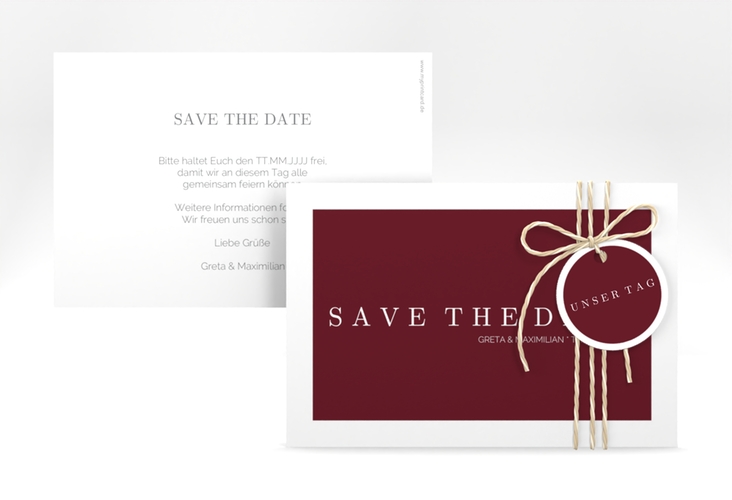 Save the Date-Karte Simply A6 Karte quer rot hochglanz